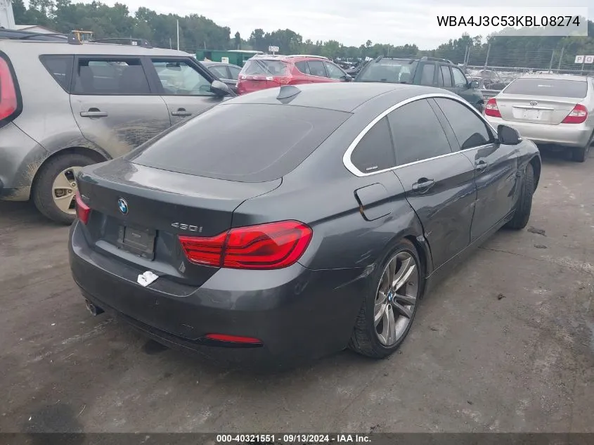 WBA4J3C53KBL08274 2019 BMW 430I Gran Coupe xDrive