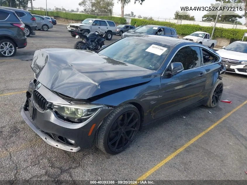 2019 BMW 430I VIN: WBA4W3C52KAF92216 Lot: 40393388