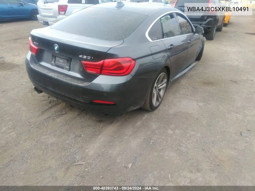 2019 BMW 430I Gran Coupe xDrive VIN: WBA4J3C5XKBL10491 Lot: 40393743