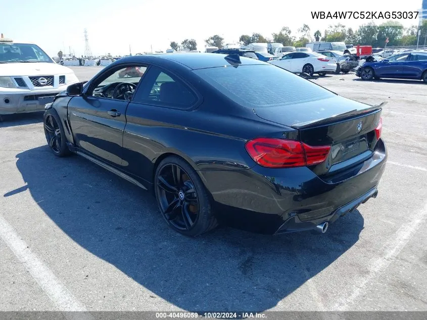 2019 BMW 440I VIN: WBA4W7C52KAG53037 Lot: 40496059