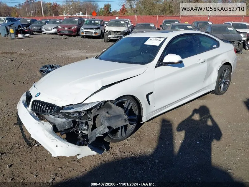 2019 BMW 440I VIN: WBA4W7C55KAG52710 Lot: 40728206