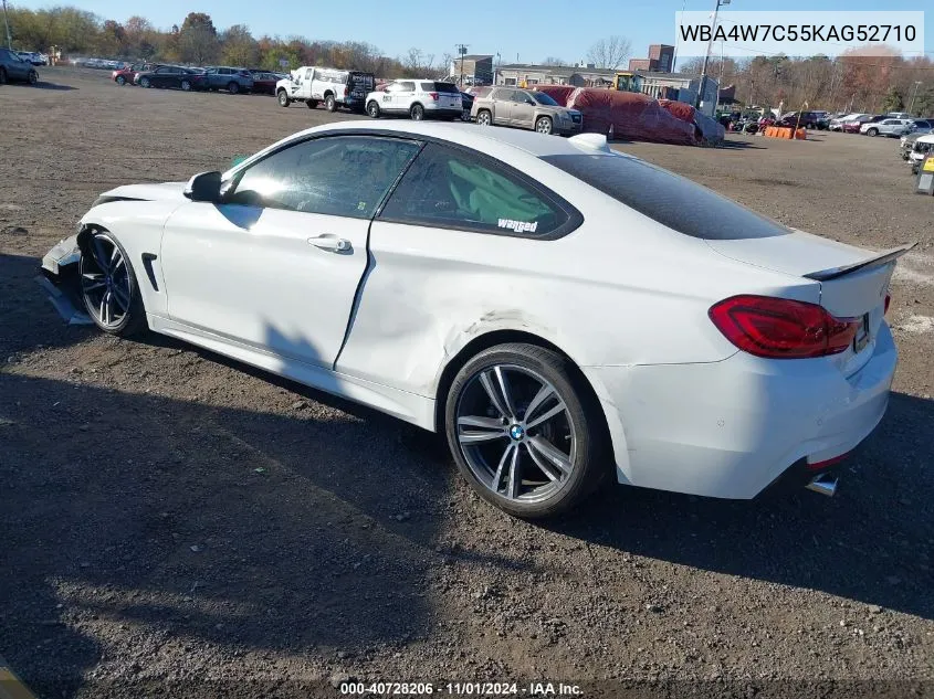 2019 BMW 440I VIN: WBA4W7C55KAG52710 Lot: 40728206