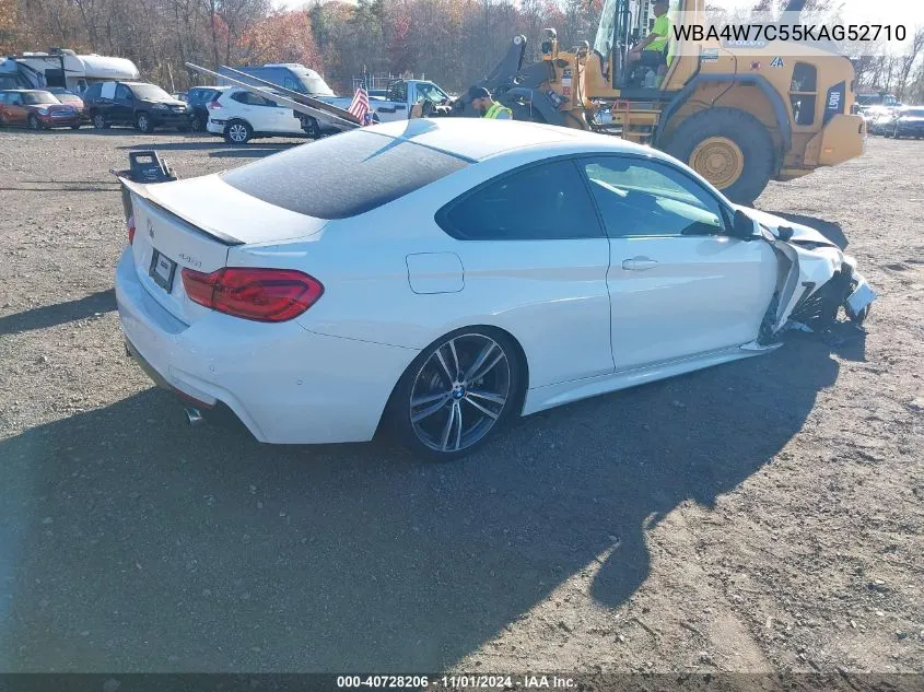 2019 BMW 440I VIN: WBA4W7C55KAG52710 Lot: 40728206