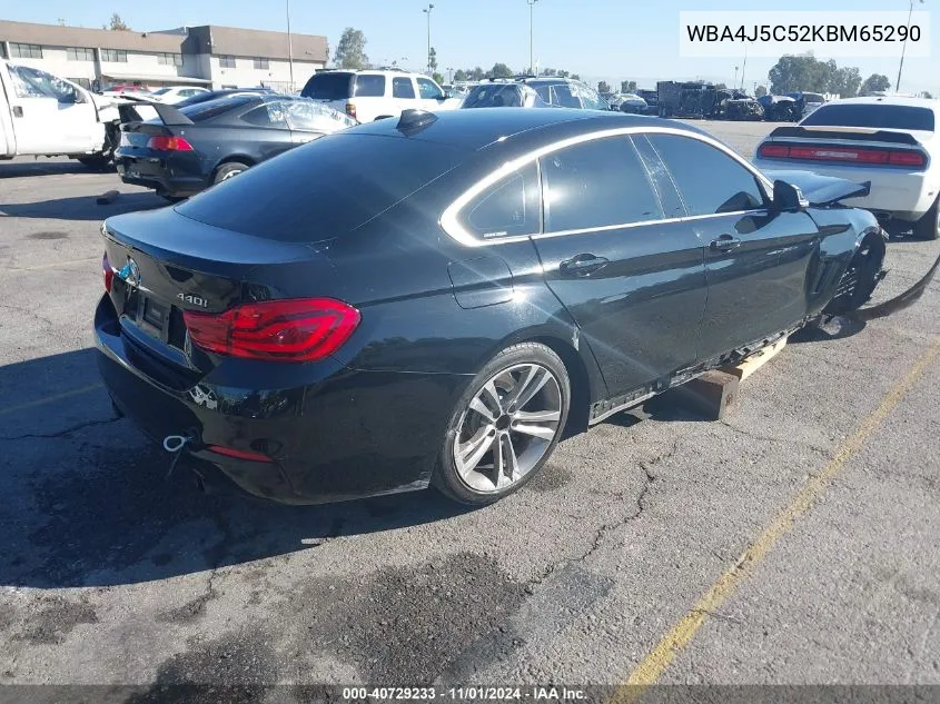 2019 BMW 440I Gran Coupe VIN: WBA4J5C52KBM65290 Lot: 40729233