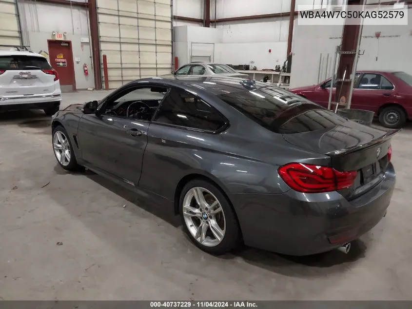 2019 BMW 440I VIN: WBA4W7C50KAG52579 Lot: 40737229