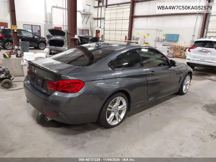 2019 BMW 440I VIN: WBA4W7C50KAG52579 Lot: 40737229