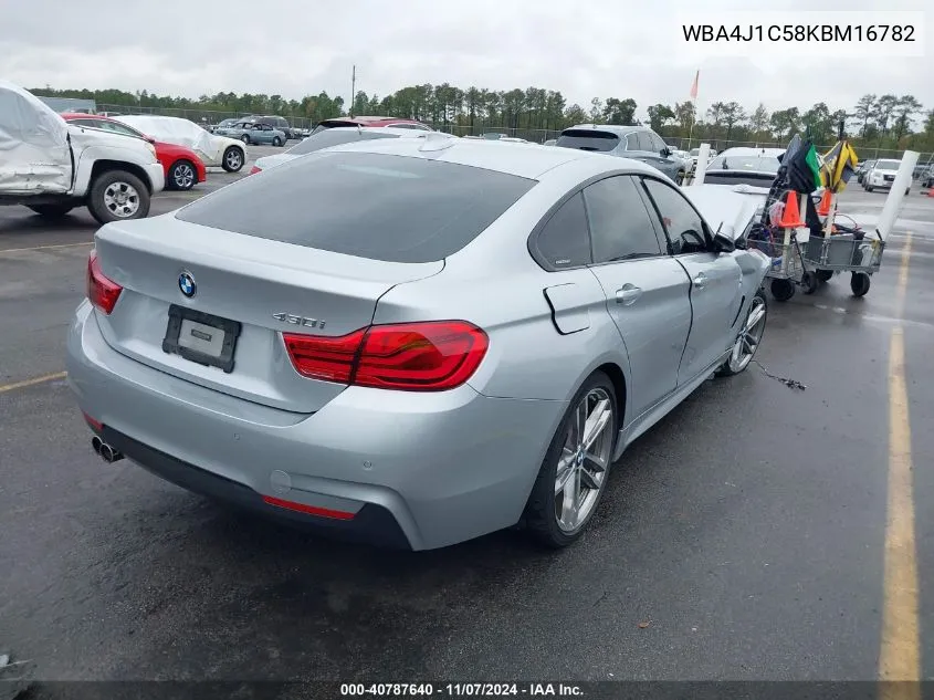 2019 BMW 430I Gran Coupe VIN: WBA4J1C58KBM16782 Lot: 40787640