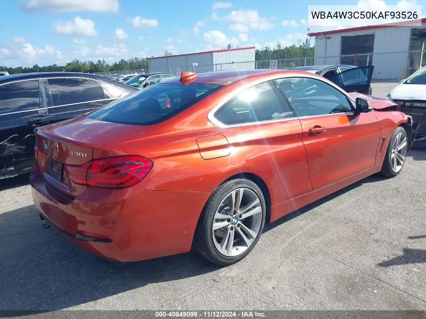 2019 BMW 430I VIN: WBA4W3C50KAF93526 Lot: 40849099