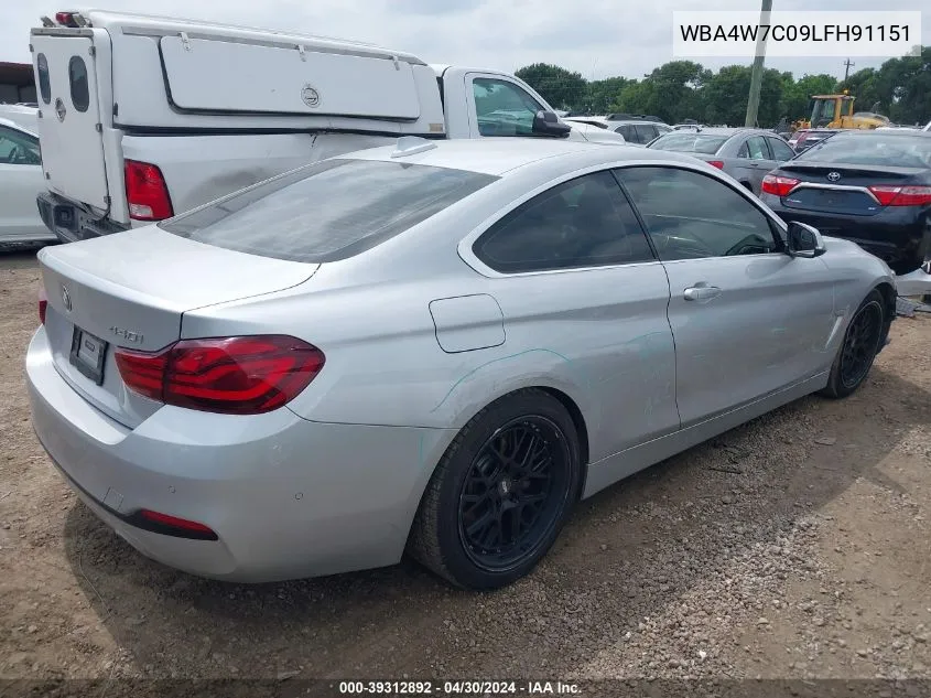 2020 BMW 440I VIN: WBA4W7C09LFH91151 Lot: 39312892