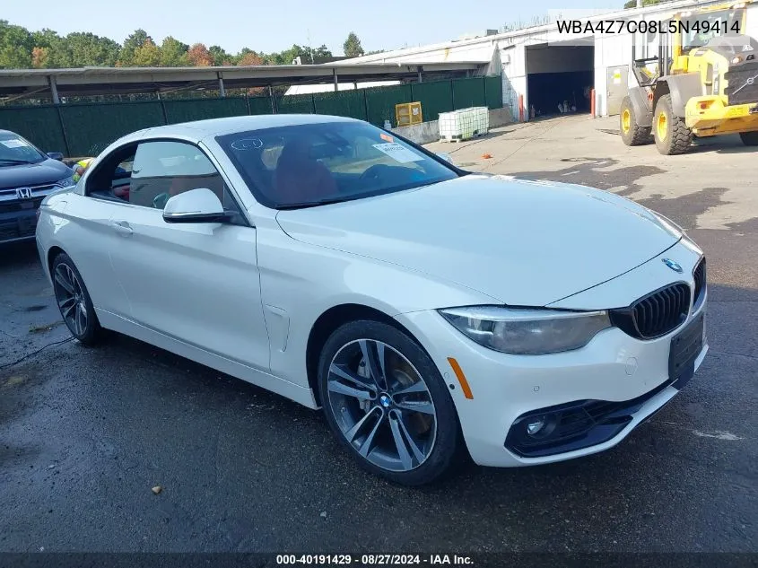 2020 BMW 440I xDrive VIN: WBA4Z7C08L5N49414 Lot: 40191429