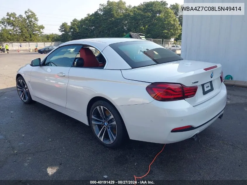 2020 BMW 440I xDrive VIN: WBA4Z7C08L5N49414 Lot: 40191429