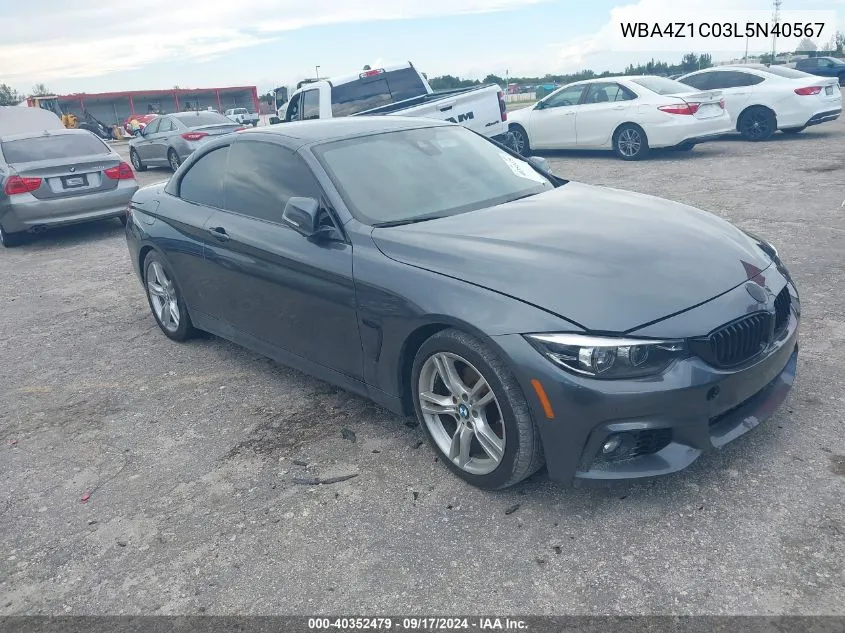 2020 BMW 430I VIN: WBA4Z1C03L5N40567 Lot: 40352479