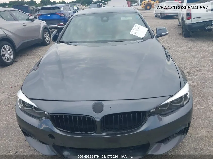 2020 BMW 430I VIN: WBA4Z1C03L5N40567 Lot: 40352479