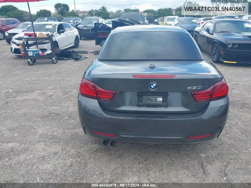 2020 BMW 430I VIN: WBA4Z1C03L5N40567 Lot: 40352479