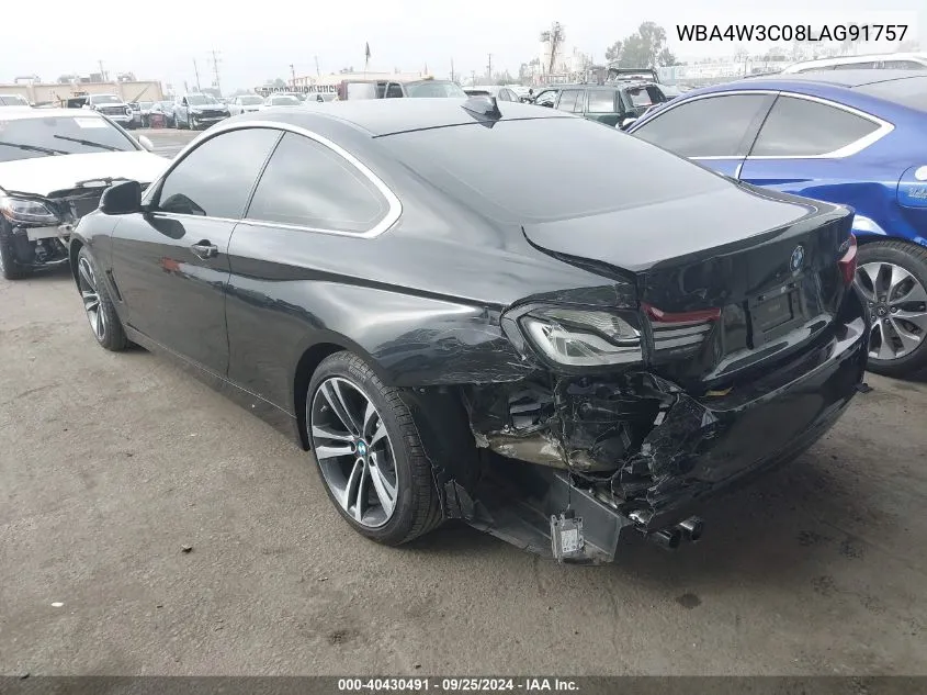 2020 BMW 430I VIN: WBA4W3C08LAG91757 Lot: 40430491