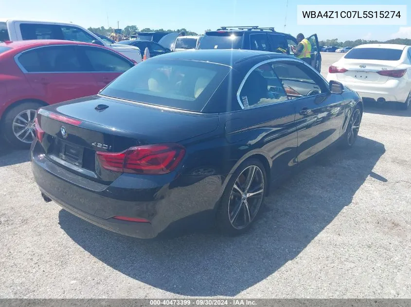 2020 BMW 430I VIN: WBA4Z1C07L5S15274 Lot: 40473399