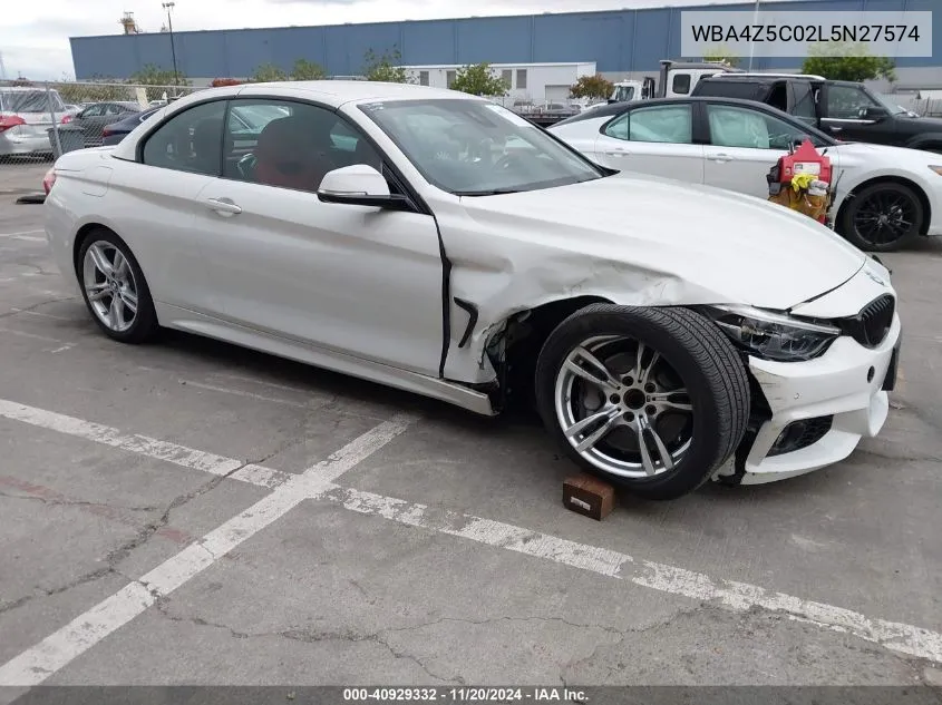 2020 BMW 440I VIN: WBA4Z5C02L5N27574 Lot: 40929332