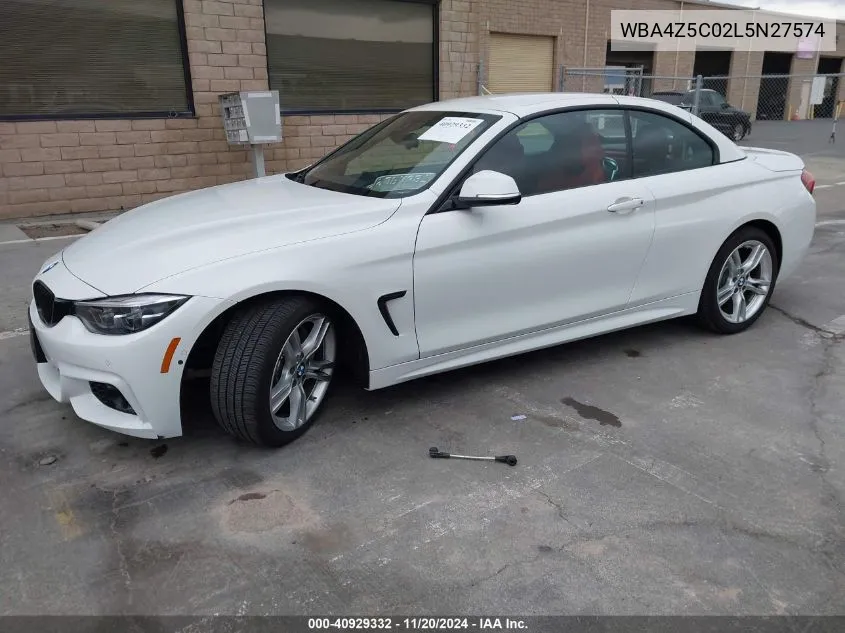 2020 BMW 440I VIN: WBA4Z5C02L5N27574 Lot: 40929332