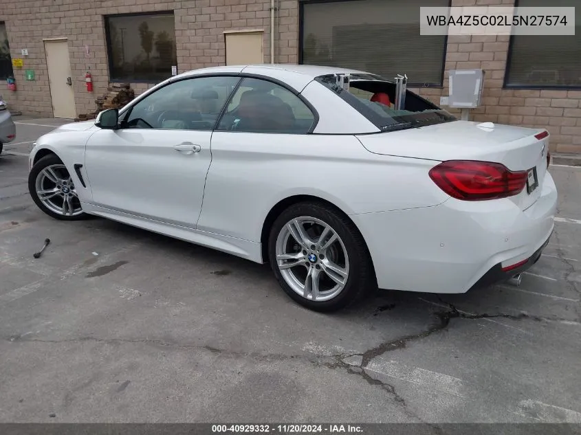 2020 BMW 440I VIN: WBA4Z5C02L5N27574 Lot: 40929332