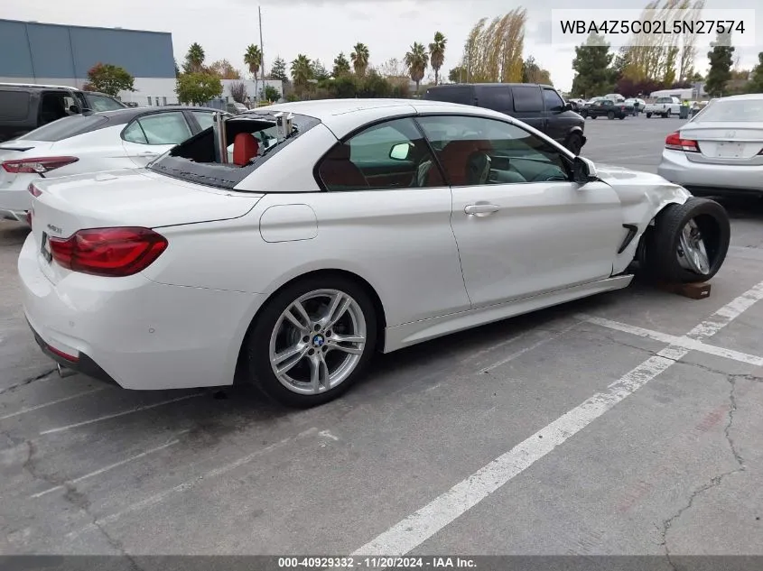 2020 BMW 440I VIN: WBA4Z5C02L5N27574 Lot: 40929332