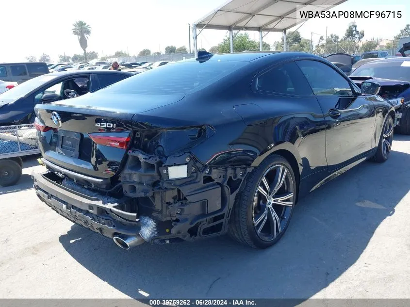 2021 BMW 430I VIN: WBA53AP08MCF96715 Lot: 39759262