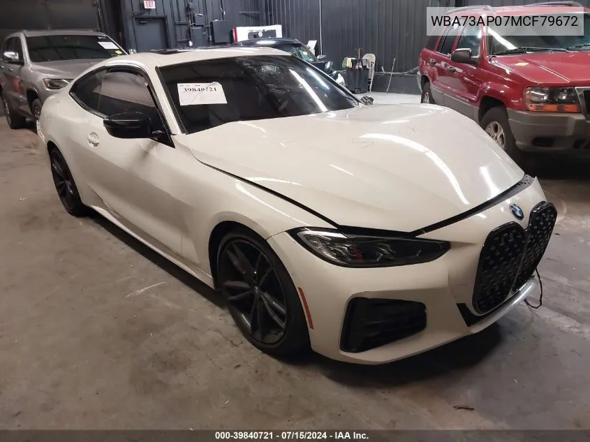 2021 BMW 430I xDrive VIN: WBA73AP07MCF79672 Lot: 39840721