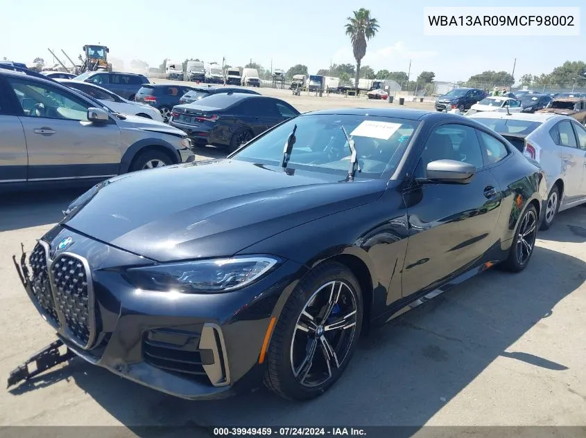 2021 BMW M440I xDrive VIN: WBA13AR09MCF98002 Lot: 39949459