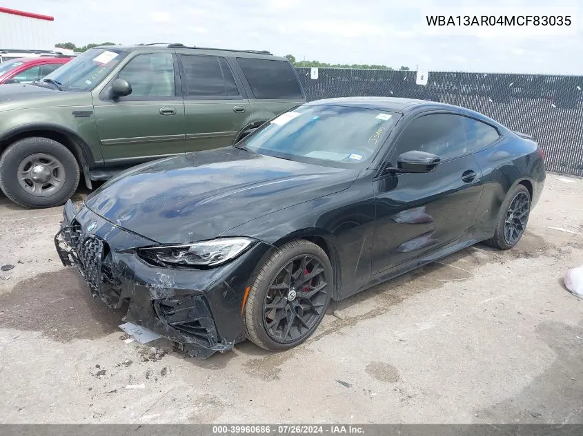 2021 BMW M440I xDrive VIN: WBA13AR04MCF83035 Lot: 39960686