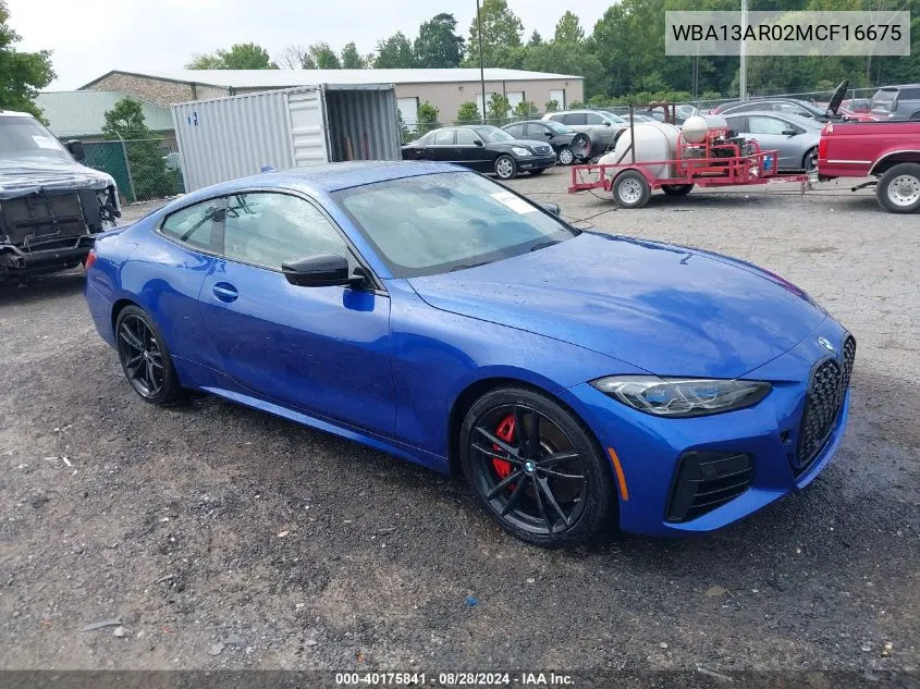 2021 BMW M440I xDrive VIN: WBA13AR02MCF16675 Lot: 40175841