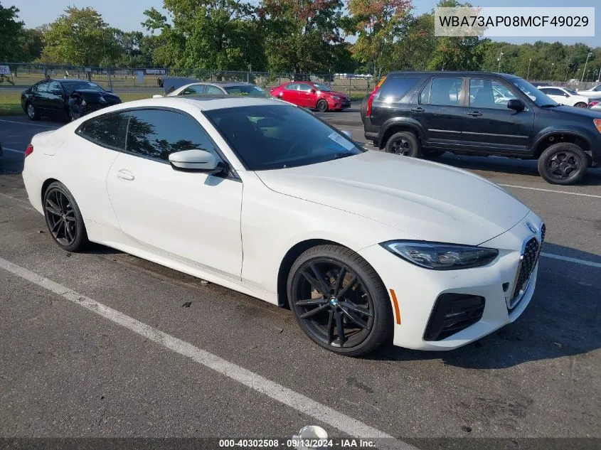 2021 BMW 430I VIN: WBA73AP08MCF49029 Lot: 40302508