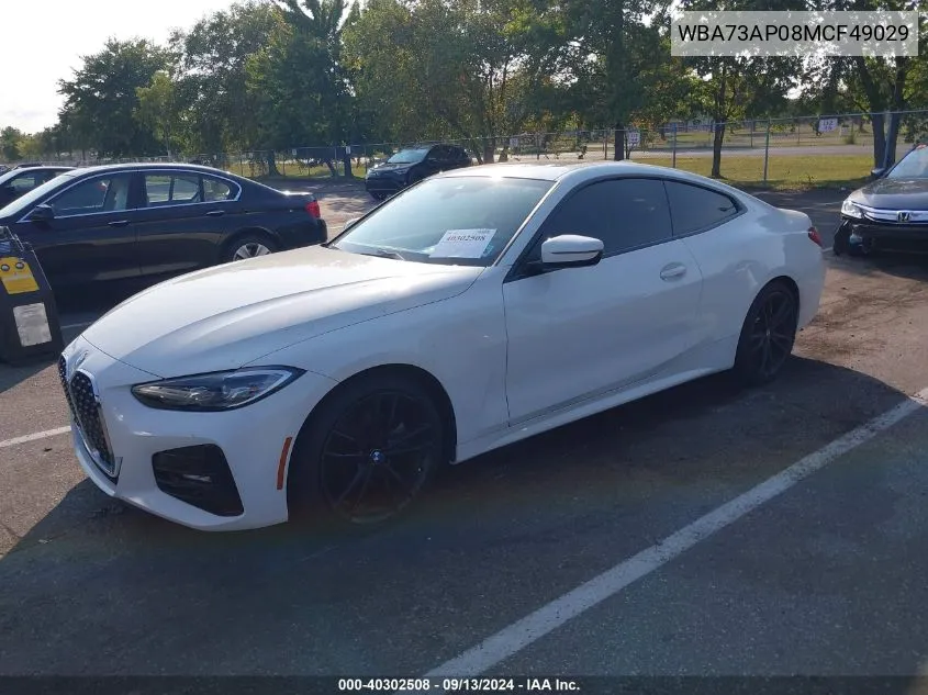 2021 BMW 430I VIN: WBA73AP08MCF49029 Lot: 40302508