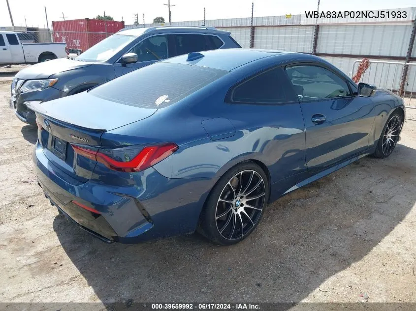 2022 BMW M440I VIN: WBA83AP02NCJ51933 Lot: 39659992