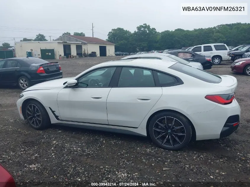 WBA63AV09NFM26321 2022 BMW 430I Gran Coupe