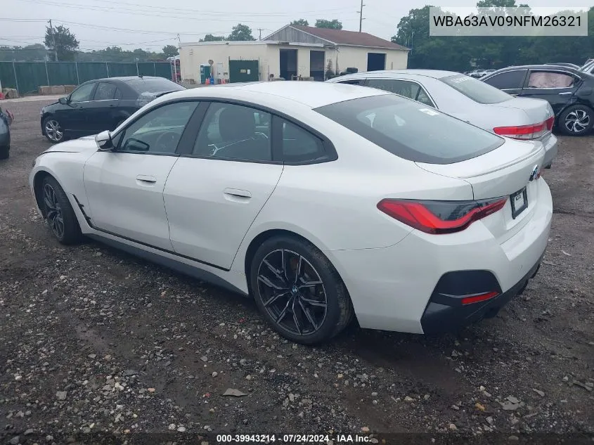 WBA63AV09NFM26321 2022 BMW 430I Gran Coupe