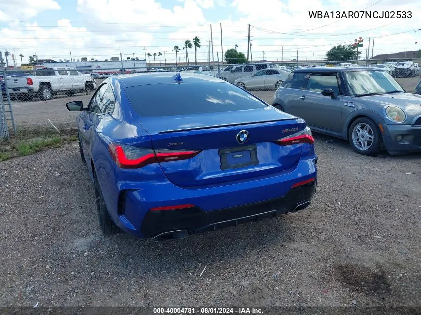 2022 BMW M440I xDrive VIN: WBA13AR07NCJ02533 Lot: 40004781