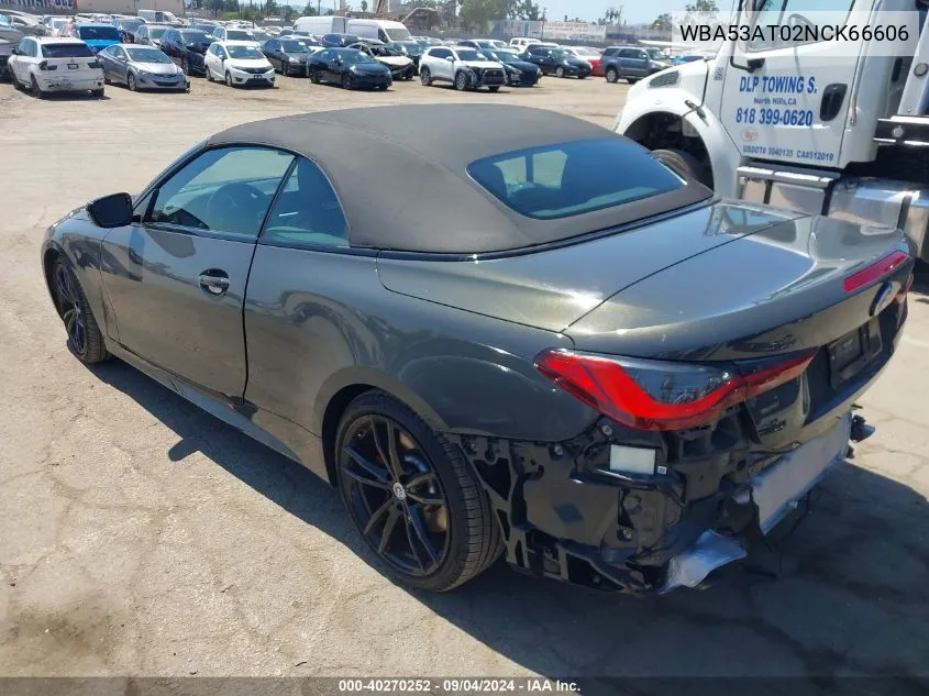 2022 BMW M440I VIN: WBA53AT02NCK66606 Lot: 40270252