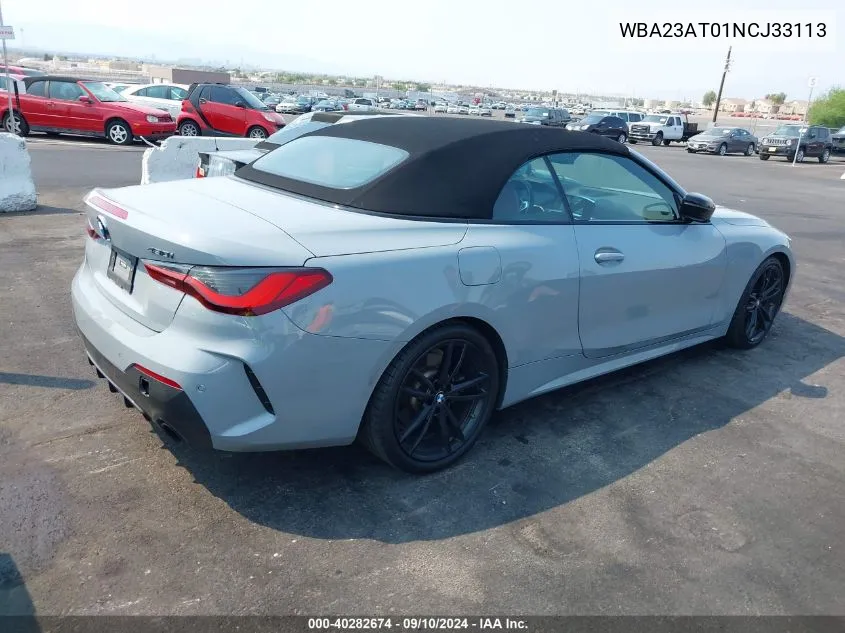 2022 BMW 430I VIN: WBA23AT01NCJ33113 Lot: 40282674