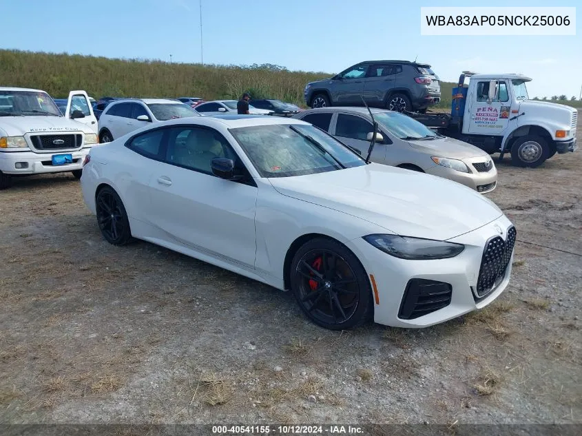 2022 BMW M440I VIN: WBA83AP05NCK25006 Lot: 40541155