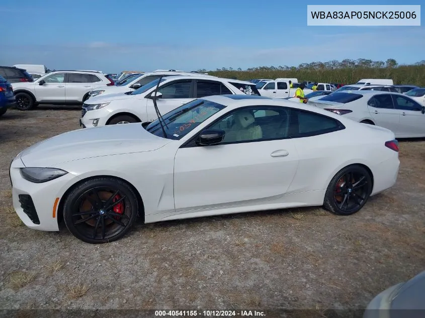 2022 BMW M440I VIN: WBA83AP05NCK25006 Lot: 40541155