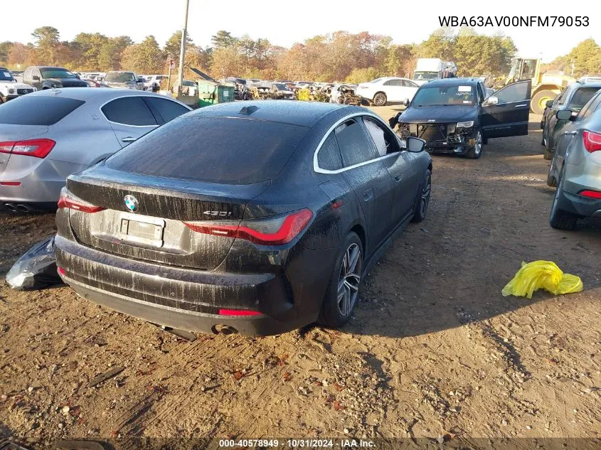 2022 BMW 430I Gran Coupe VIN: WBA63AV00NFM79053 Lot: 40578949