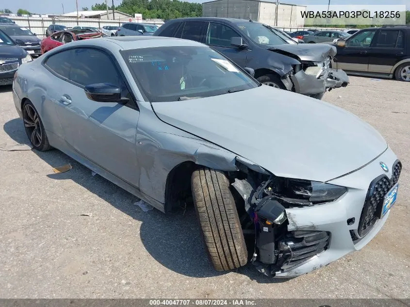 2023 BMW 430I VIN: WBA53AP03PCL18256 Lot: 40047707