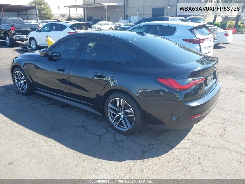 2023 BMW 430I Gran Coupe VIN: WBA63AV0XPFP63728 Lot: 40488480