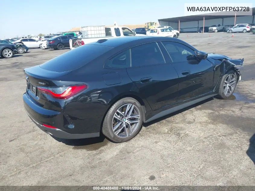 2023 BMW 430I Gran Coupe VIN: WBA63AV0XPFP63728 Lot: 40488480