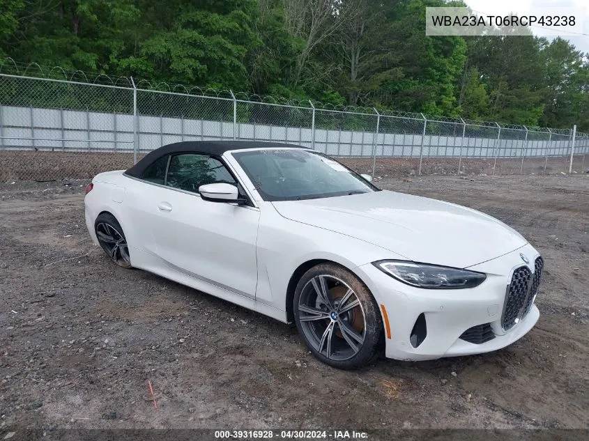 2024 BMW 4 Series 430I VIN: WBA23AT06RCP43238 Lot: 39316928