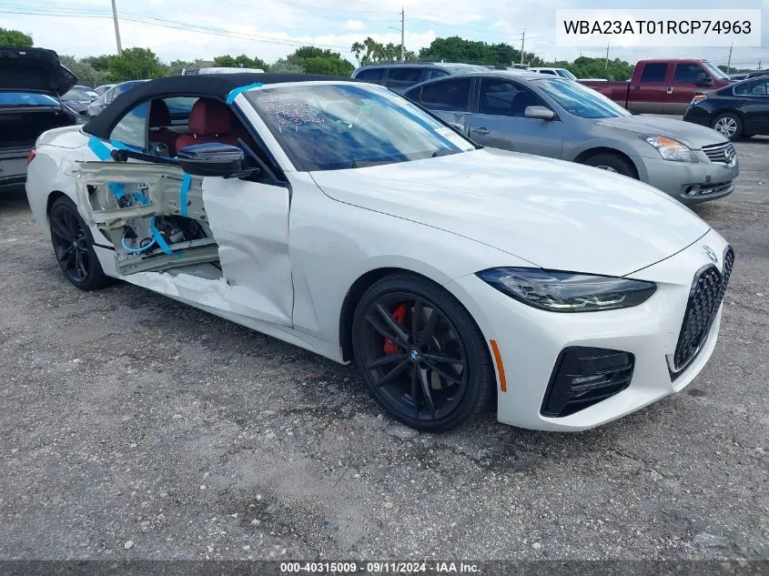 2024 BMW 4 Series 430I VIN: WBA23AT01RCP74963 Lot: 40315009