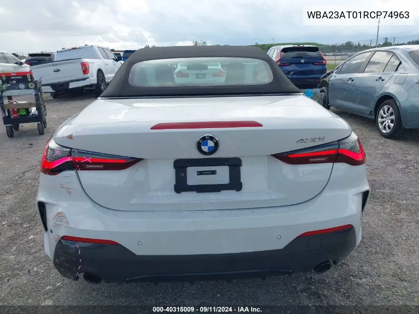 2024 BMW 4 Series 430I VIN: WBA23AT01RCP74963 Lot: 40315009