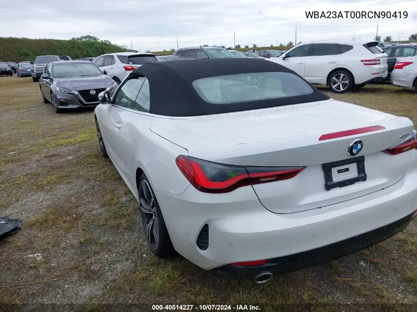 2024 BMW 4 Series VIN: WBA23AT00RCN90419 Lot: 40514227