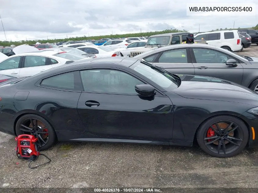 2024 BMW M440I VIN: WBA83AP00RCS05400 Lot: 40526376