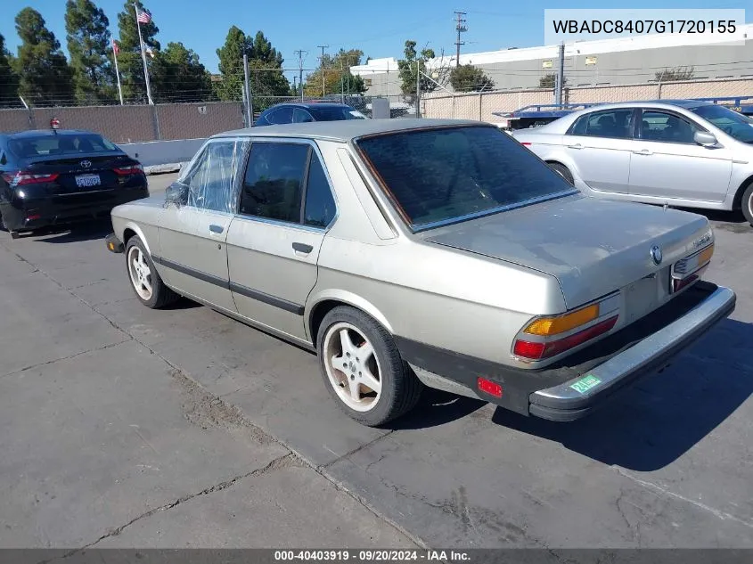 1986 BMW 535 I Automatic VIN: WBADC8407G1720155 Lot: 40403919