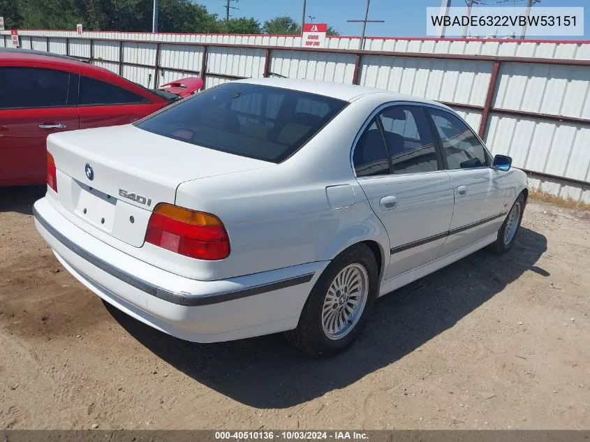 1997 BMW 540Ia VIN: WBADE6322VBW53151 Lot: 40510136